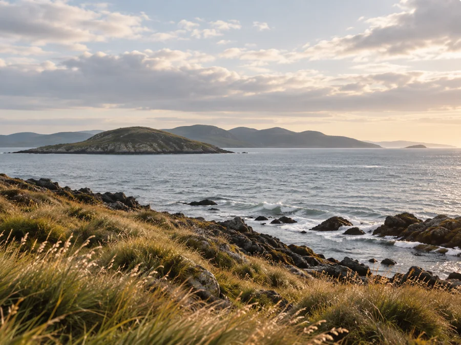Paisaje costero de las Islas Malvinas